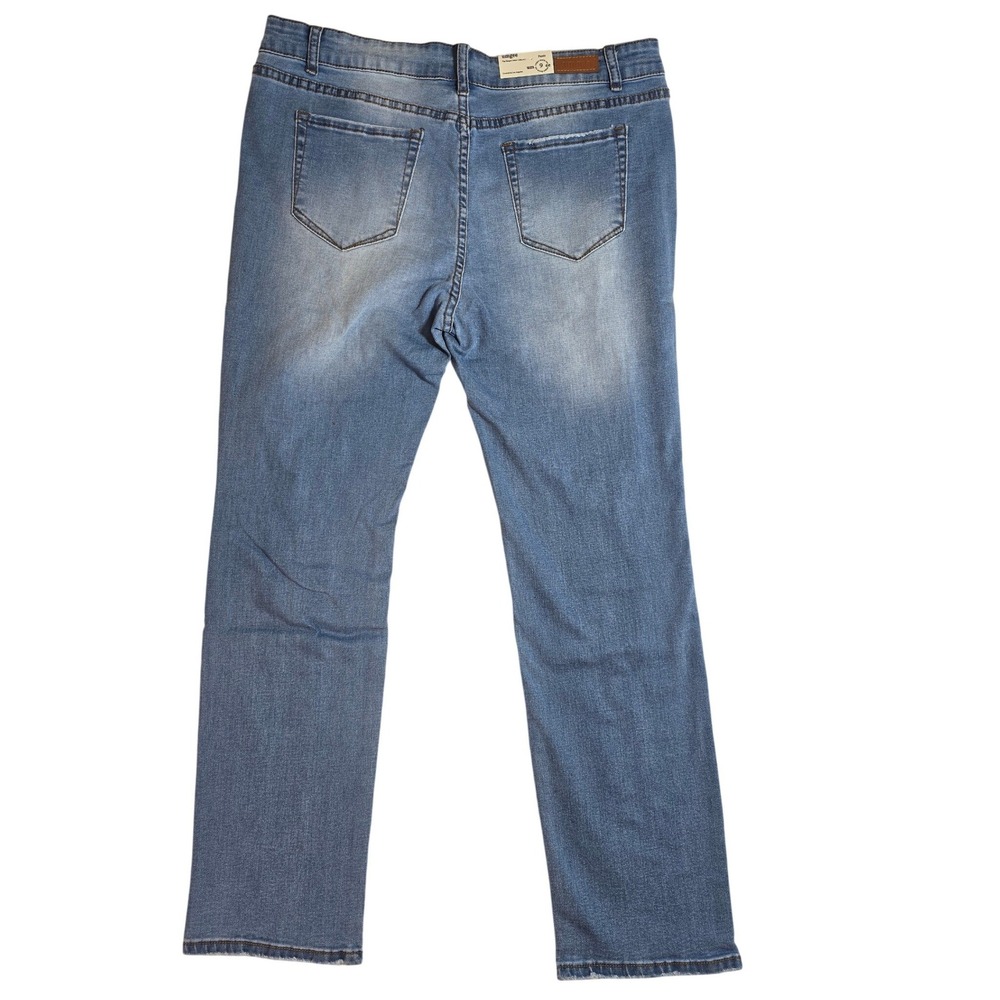 Umgee Denim High Rise Straight Leg Distressed Ripped Jeans Medium Wash Size 7 - Picture 2 of 16